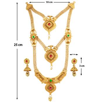 SILVER SHINE Gold Plated Traditional Designer Long Jewellery Set For Women 5