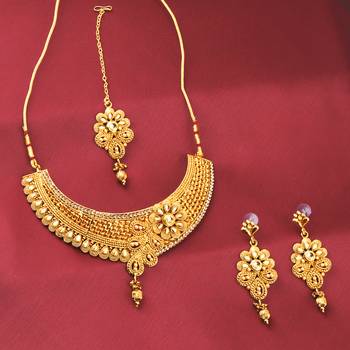 SILVER SHINE Gold Plated Traditional Designer Long Jewellery Set For Women 3