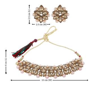 Silver Shine Designer Party Wear  Gold Plated  Choker Set  Traditional Necklace  Jewellery Set For Women Girls 5
