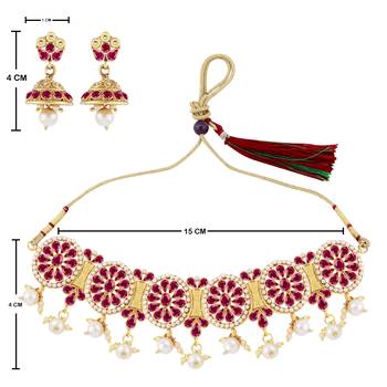 Silver Shine Traditional Gold Plated Temple Set With Choker Necklace Jewellery Set For Women Men 4