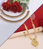 Silver Shine Designer Traditional Necklace Set With Anklet Jewllery For Women Girls