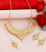Silver Shine Gold Plated Traditional Choker Set Jewellery Set For Women Girls