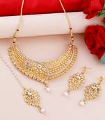 Silver Shine Gold Plated Traditional Choker Set Jewellery Set For Women Girls