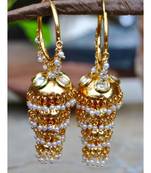 Bali Style Four Tier Kundan Studded Jhumka Earrings