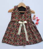 Black printed cotton kids-frocks
