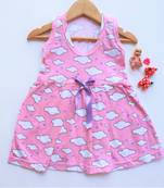 Pink printed cotton kids-frocks