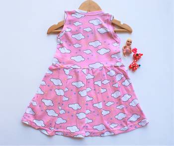 Pink printed cotton kids-frocks 2