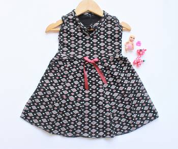 Black printed cotton kids-frocks 1