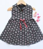 Black printed cotton kids-frocks
