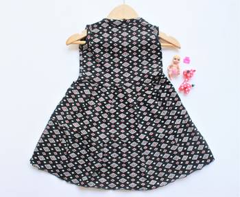 Black printed cotton kids-frocks 2