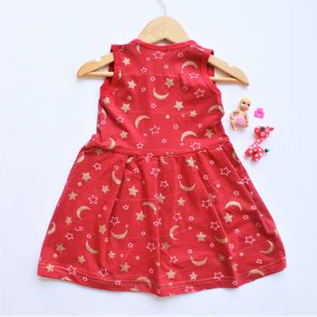 Red printed cotton kids-frocks 2