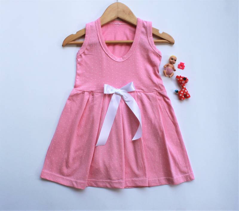 Pink printed cotton kids-frocks