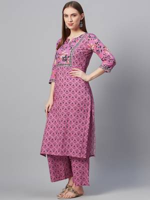 Pink printed cotton cotton-kurtis 2
