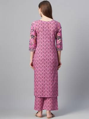 Pink printed cotton cotton-kurtis 3
