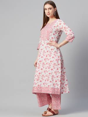 White printed cotton cotton-kurtis 2