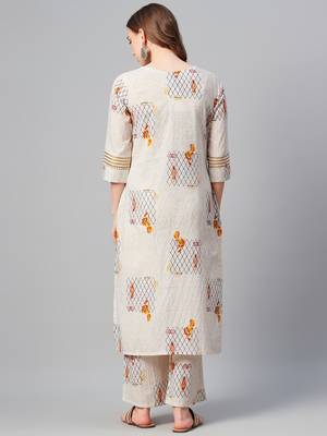 Cream printed cotton cotton-kurtis 3
