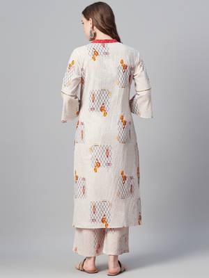 Cream printed cotton cotton-kurtis 3