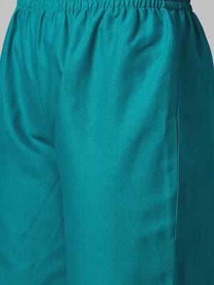 Turquoise printed cotton cotton-kurtis 5