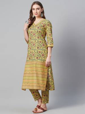 Mustard printed cotton cotton-kurtis 2