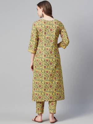 Mustard printed cotton cotton-kurtis 3