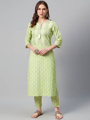 Green printed cotton cotton-kurtis 1