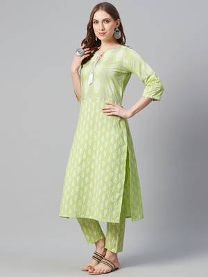 Green printed cotton cotton-kurtis 2
