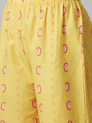 Yellow printed cotton cotton-kurtis 5