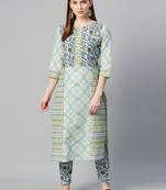 Yellow printed cotton cotton-kurtis