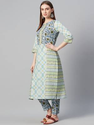 Yellow printed cotton cotton-kurtis 2