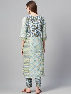 Yellow printed cotton cotton-kurtis 3