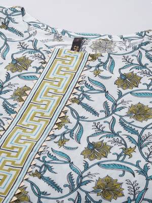 Yellow printed cotton cotton-kurtis 4