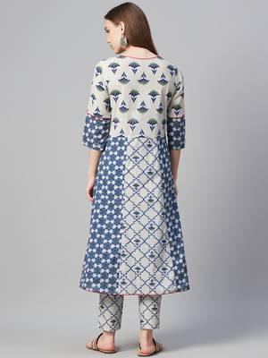 Blue printed cotton cotton-kurtis 3