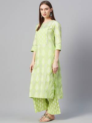 Green printed cotton cotton-kurtis 2