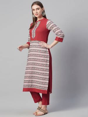 Red printed cotton cotton-kurtis 2