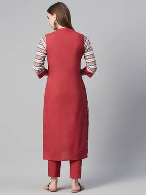 Red printed cotton cotton-kurtis 3