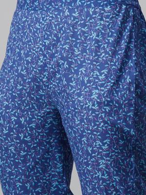 Navy-blue printed cotton cotton-kurtis 5