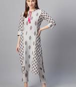 Grey printed cotton cotton-kurtis