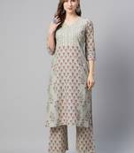 Grey printed cotton cotton-kurtis