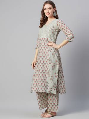 Grey printed cotton cotton-kurtis 2