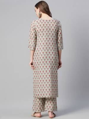 Grey printed cotton cotton-kurtis 3
