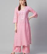 Pink printed cotton cotton-kurtis