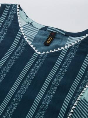 Teal printed cotton cotton-kurtis 4