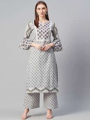 Grey printed cotton cotton-kurtis 1