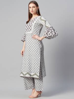 Grey printed cotton cotton-kurtis 2