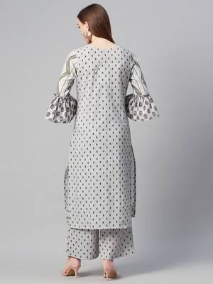 Grey printed cotton cotton-kurtis 3