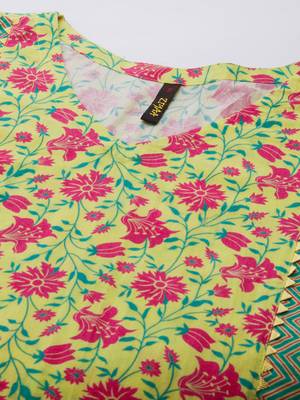 Yellow printed cotton cotton-kurtis 4