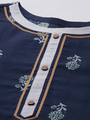 Navy-blue printed cotton cotton-kurtis 4