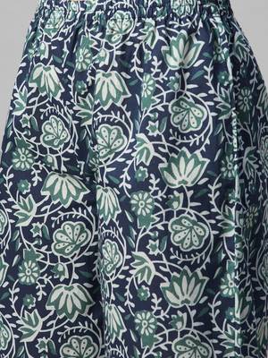 Navy-blue printed cotton cotton-kurtis 5