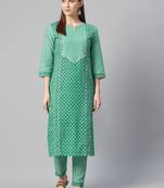 Green printed cotton cotton-kurtis