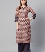 Brown printed cotton cotton-kurtis